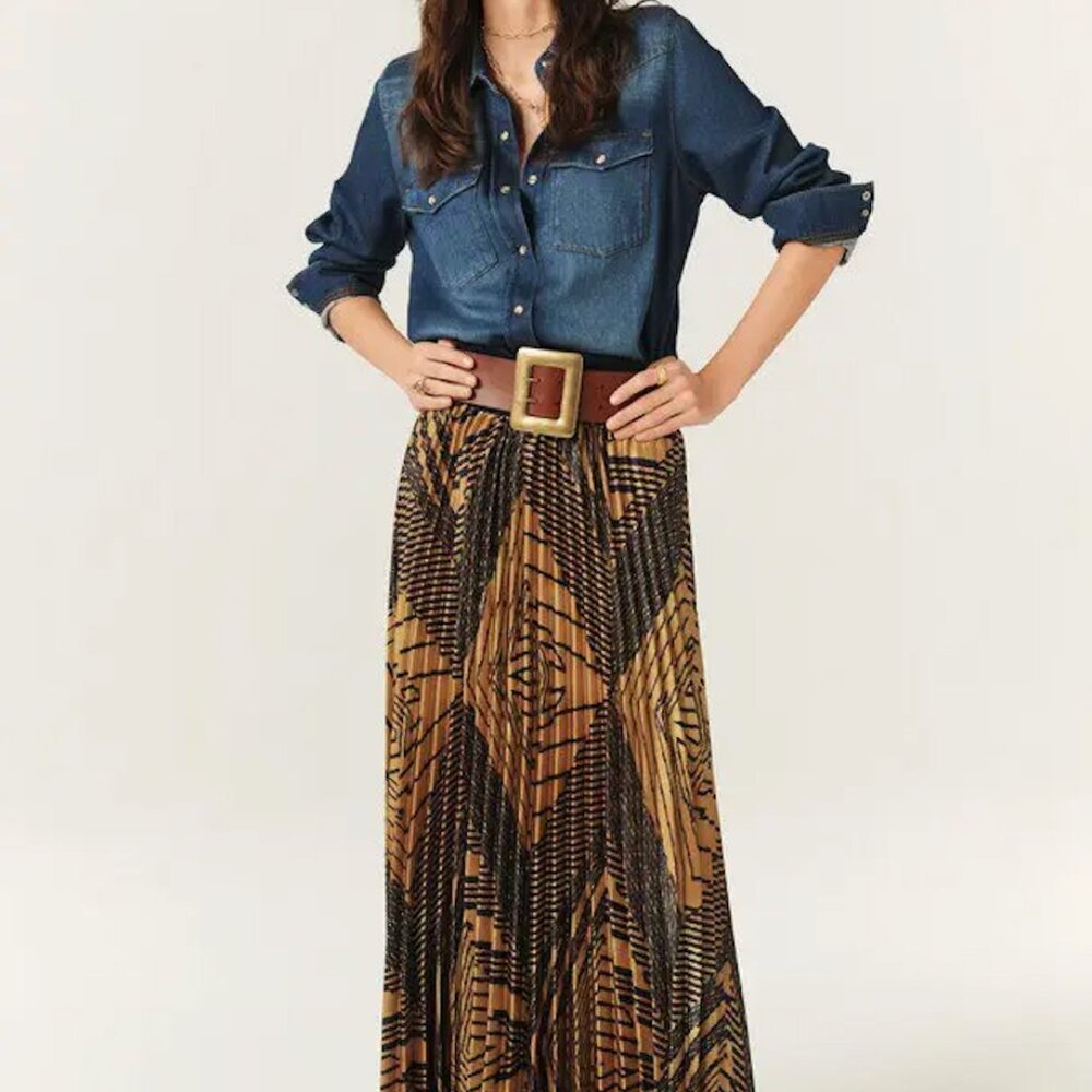 NWT ba&sh SOW Long pleated skirt Sz 42 (L)